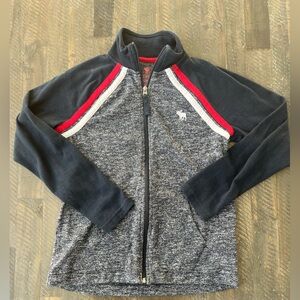 Abercrombie Kids Full Zip Knit Sweater Jacket Gray Red Youth 11/12 Zip-Up